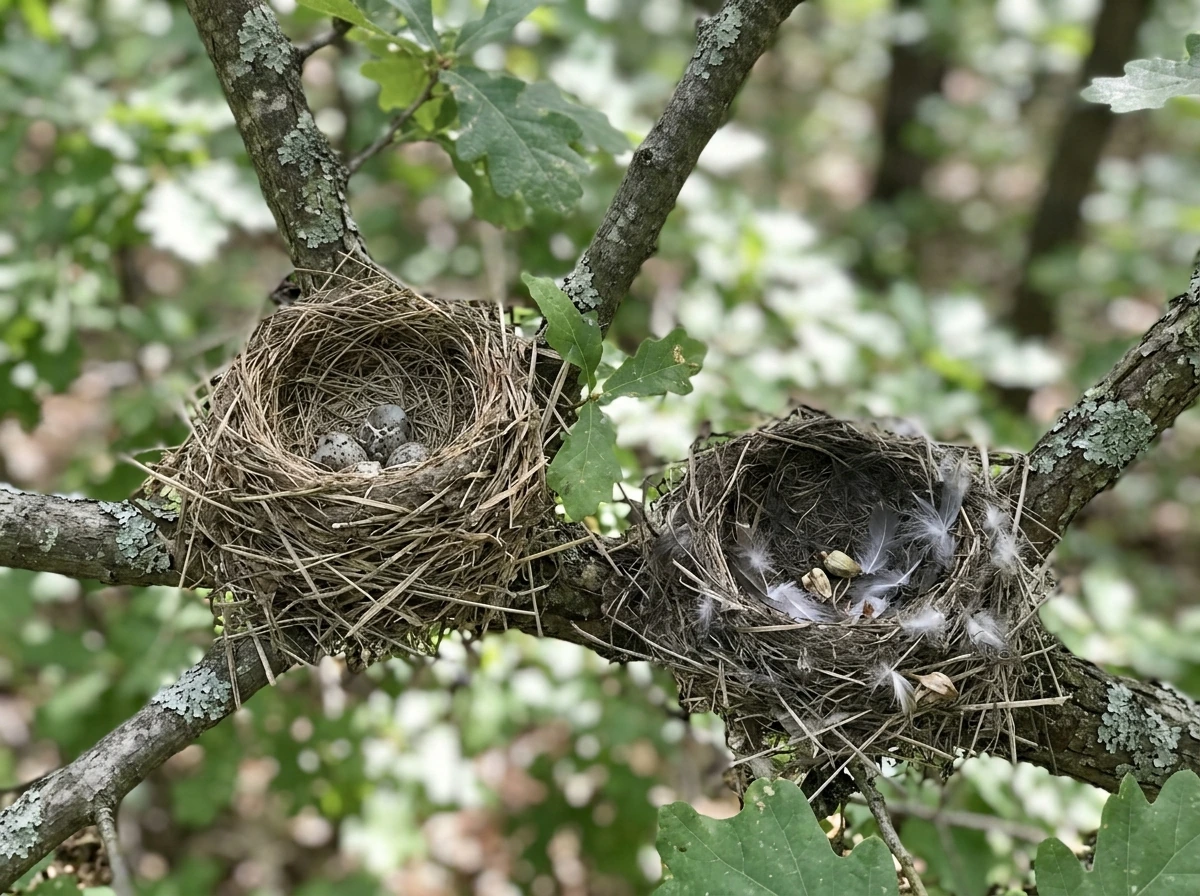 Bird nest across seasons with a time progression cue